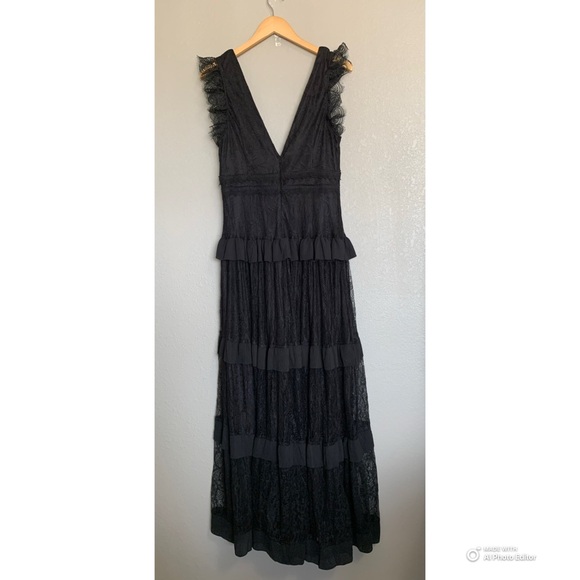 Lulus Large Marvelous Darling Black Lace Ruffled Tiered Maxi Dress NWT Formal - Picture 9 of 16